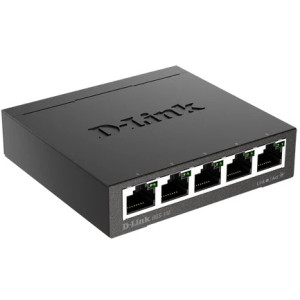D-Link DGS-105 5-Port Gigabit Ethernet Plug and Play Switch, fanless, IGMP snooping, green features